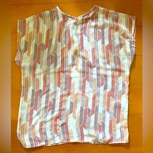 Vtg Sheer Short Sleeve Mute Color Boho Hippie Top Sz S